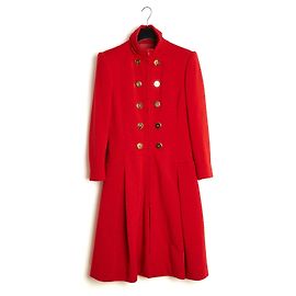 Christian Lacroix 1988 Manteau rouge FR40 Red Wool Couture Coat UK12 US10