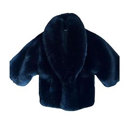 Saint Laurent Abrigo de piel sintética negro