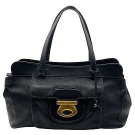 Borsa a spalla in pelle nera a grana di Tod's