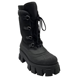 Botas de combate pretas com cadarço Prada