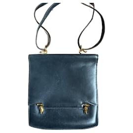Borsa a spalla Hermès Camargue Box Calf blu navy