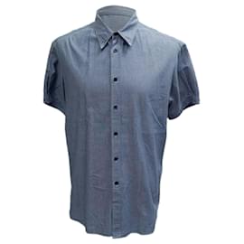 Camicia a maniche corte con bottoni Alexander McQueen in cotone azzurro - Alexander Mcqueen