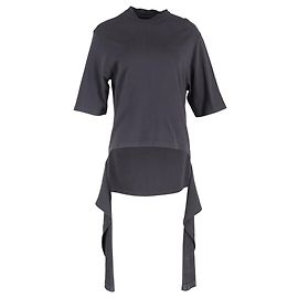 Camiseta de algodón negro con drapeados en paneles de Balenciaga