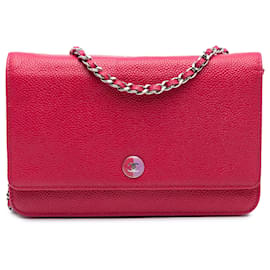 Cartera Chanel de caviar rosa bicolor con cadena CC