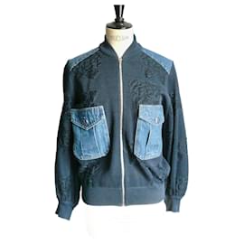 CHANEL Zip-Jacke Camelia Teddy Marine Größe 38 FR
