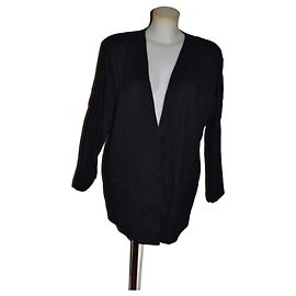 Gianni Versace Wool Overcoat Black Blue Size 42