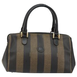 Borsa Boston Pequin Vintage Fendi in tela rivestita media