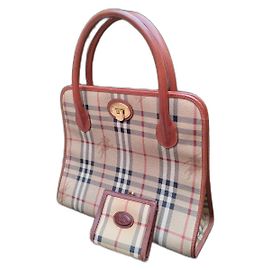 Sublime borsa a mano vintage Burberry e portafoglio in pelle con motivi scozzesi