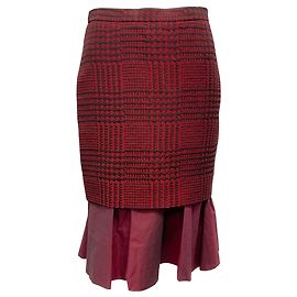 Falda acampanada de jacquard de pata de gallo roja / burdeos Moschino Cheap and Chic