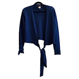 Cardigan Chanel Wrap en Cachemire Bleu