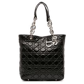 Dior Black Patent Cannage Lady Dior Soft Shopping Tote