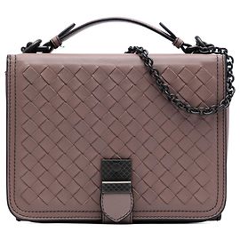 Borsa a spalla Bottega Veneta Intrecciato in nappa viola piccola