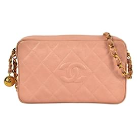 Borsa a spalla a catena matelassé rosa di Chanel