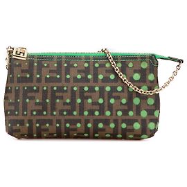 Fendi Brown Zucca Spalmati Dots Ketten-Pochette