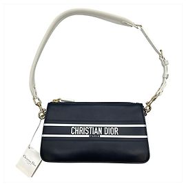 Borsa a Spalla Christian Dior Vibe in Pelle di Vitello Blu Marino