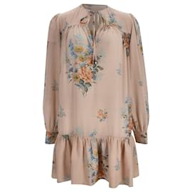 Alexander McQueen Mini Dress in Floral Print Silk - Alexander Mcqueen