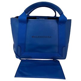 Balenciaga Calfskin S Navy Cabas Blue Tote and Pouch Set