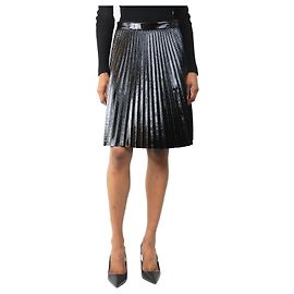 Proenza Schouler Falda plisada de cuero sintético negro - talla UK 6
