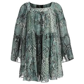 Chiffon-Bluse mit Schlangenprint von Pierre Balmain aus grüner Seide