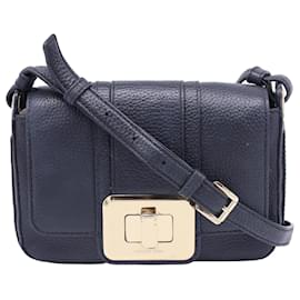 Michael Kors Lila Umhängetasche aus schwarzem genarbtem Leder