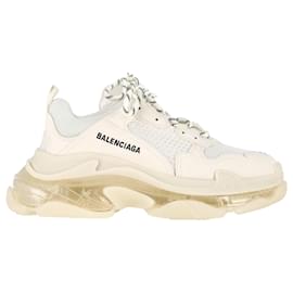 Baskets Balenciaga Triple S à semelle transparente en polyester crème