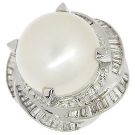 Autre Marque Pt900 Platin Perlen-Diamantring