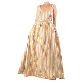 Autre Marque Maxikleid aus gestreiftem Baumwollstoff in Orange Oriana - Größe UK 12