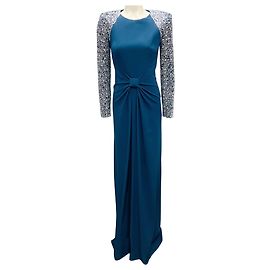 Crepe-Kleid Twyla in Tintenblau mit Kristallverzierungen von Jenny Packham