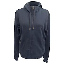 Felpa con zip ricamata Dolce & Gabbana in cotone blu navy