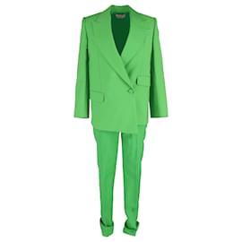 Blazer doppiopetto Alexander McQueen con pantaloni in lana verde