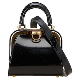 Borsa a mano in pelle verniciata nera Christian Dior