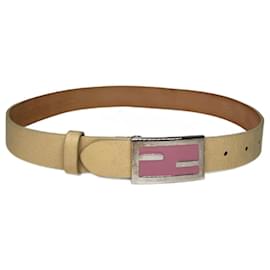 Vintage Fendi Leather Belt beige
