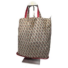 Vintage Gucci faltbare Monogramm-Horsebit-Tasche Beige