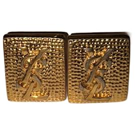 Boucles d'oreilles clips martelés Yves Saint Laurent dorées