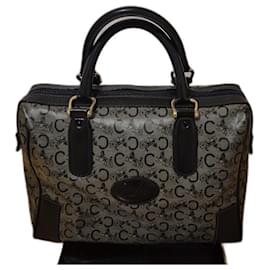 Borsa Boston Céline Diffusion beige e nera in pelle