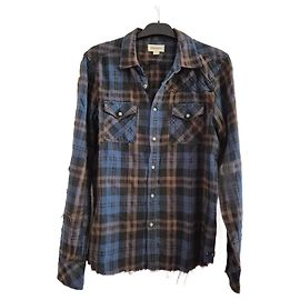 Camicia a quadri da uomo Diesel blu e marrone taglia M 38