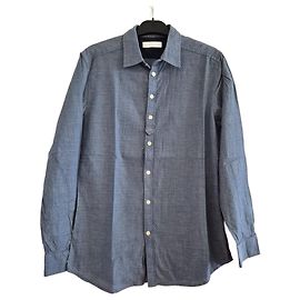 Camicia Diesel uomo taglia S 36 blu a pois bianchi maniche lunghe 100% cotone