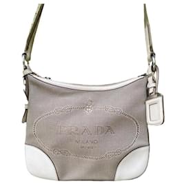 Borsa a mano Prada Jacquard colorguscio d'uovo in tessuto