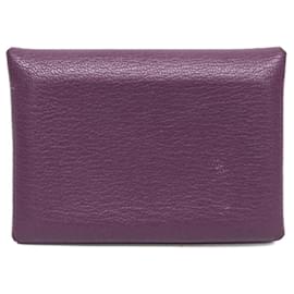 Porte-cartes Calvi Duo en cuir chèvre Hermès en violet