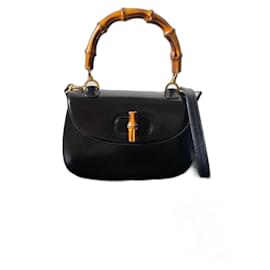 Borsa a mano Gucci Bamboo 1947 in pelle nera