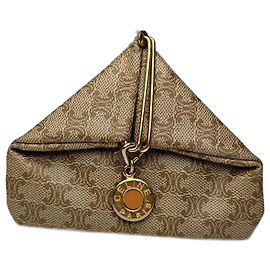 Autre Marque Vintage Celine Paris Lederbörse/Kartenhalter beige braun