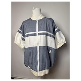 Giacca Vintage Dior da Uomo a Maniche Corte Blu Bianca L