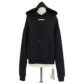 Off White Schwarzer Hoodie aus Baumwollstrick mit Off-White-Logo-Druck