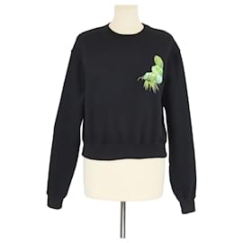 Felpa nera a maniche lunghe in cotone con stampa floreale Off-White - Off White