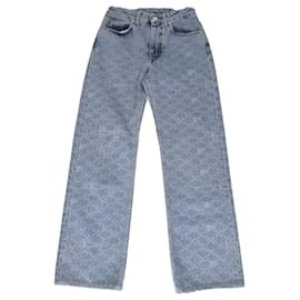 Off White Jeans in denim blu con logo stampato Off-White