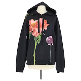 Sudadera de punto de algodón con estampado de rosa negra Valentino