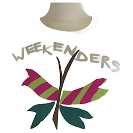 Weißes Baumwoll-T-Shirt mit Schmetterlingsdruck von Weekend Max Mara