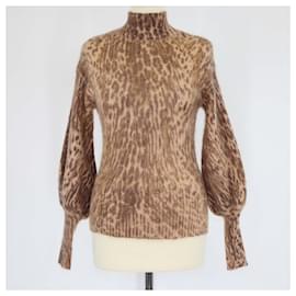 Zimmermann brauner Leopardenmuster Mohair-Strickpullover