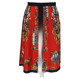 Saia midi plissada de seda impressa multicolorida Burberry