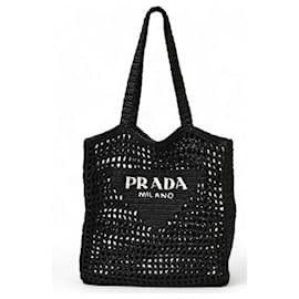 Prada Raffia Basket Tote Bag